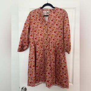 Tuckernuck Red and Pink Floral Shirt Dress